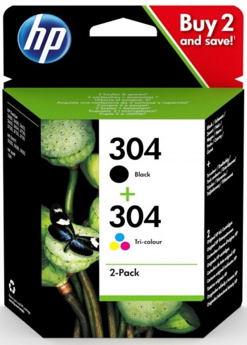 Paq.2 cartuchos ink-jet HP n.304 negro y color