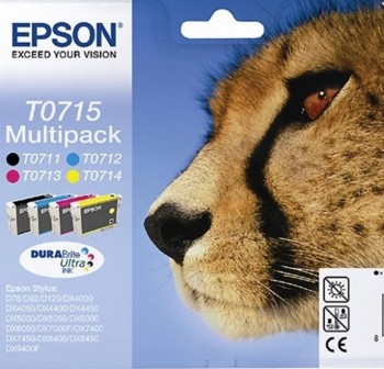 Pack 4 cartuchos Ink-Jet Epson C13T07154010 Negro + Tricolor