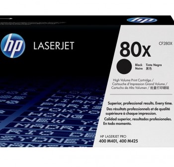 HP Toner laser CF280A negro original (2,7k) Nº80A HP LaserJet PRO M400/M401/M425