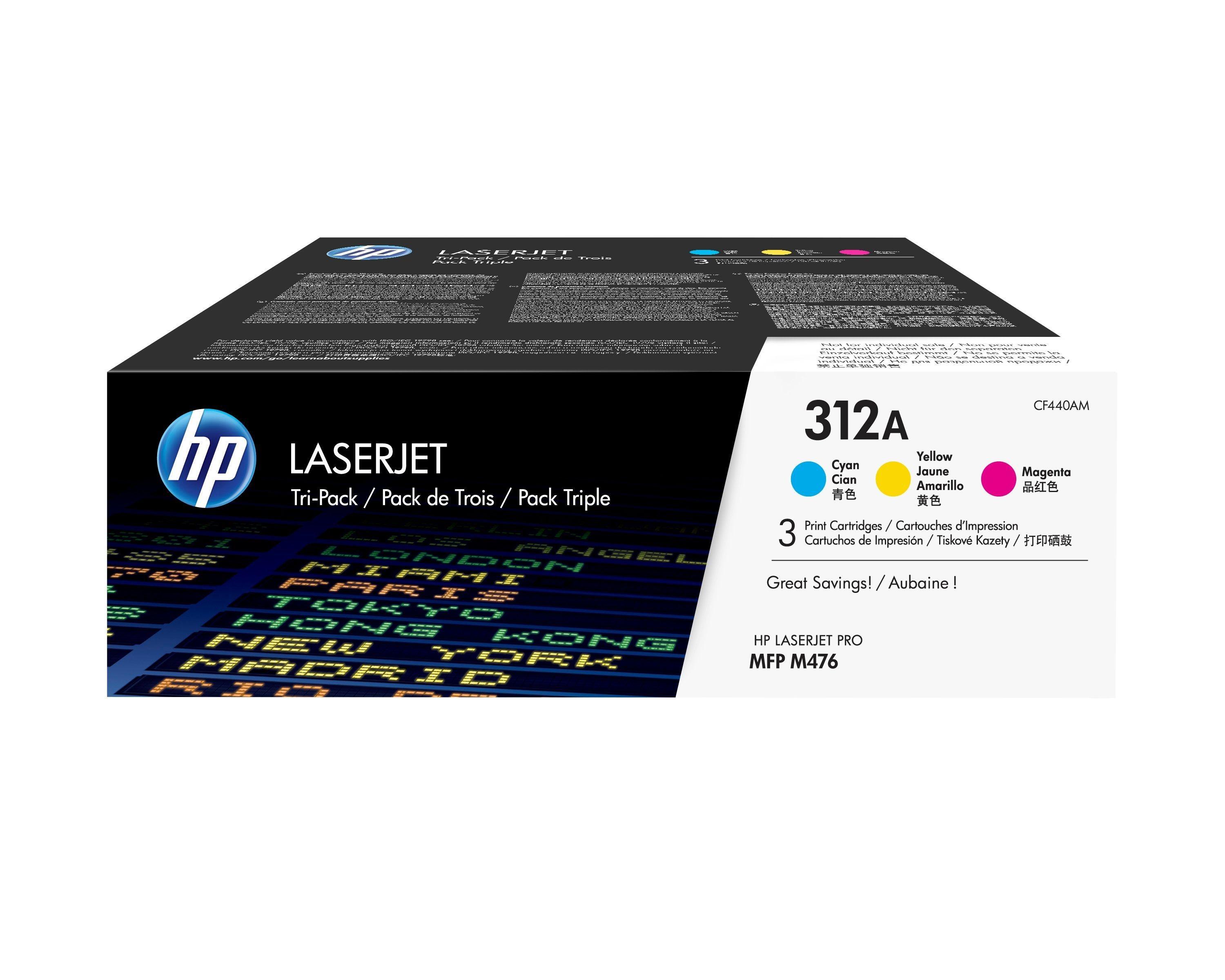 HP Pack de 3 cartuchos inkjet CF440AM nº312A C/M/Y Original