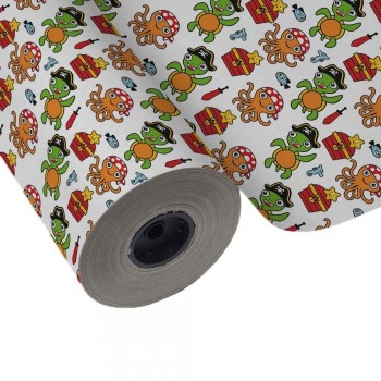 Bobina papel regalo PRYSE 62cm. 4Kg infantil tortuga y pulpo pirata