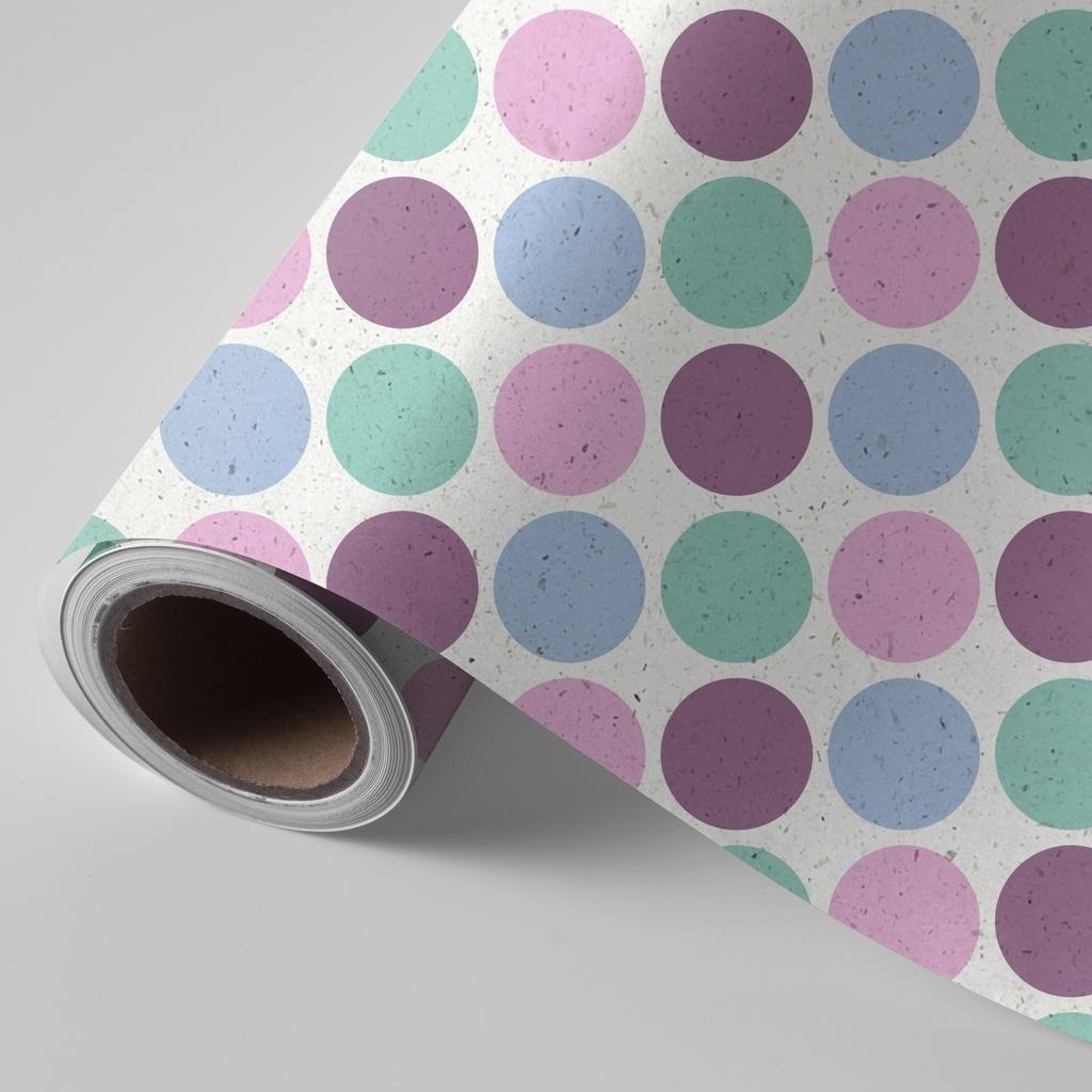 Bobina papel regalo PRYSE 62cm. papel de azúcar círculos colores