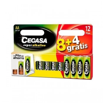 Pila alcalinas Cegasa AA LR6 en paquete de 8+4uds