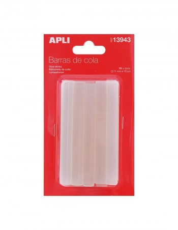 Barra de cola APLI para barras de cola 11mm largo 100mm.  (silicona) 10uds
