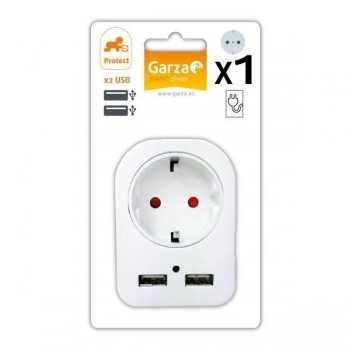 Adaptador Garza 1 toma + 2 usb s