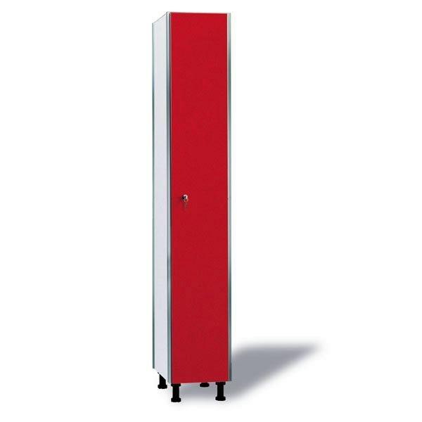 Taquilla simple fenólica con perfil de aluminio 30 cm ancho con 1 puerta de altura