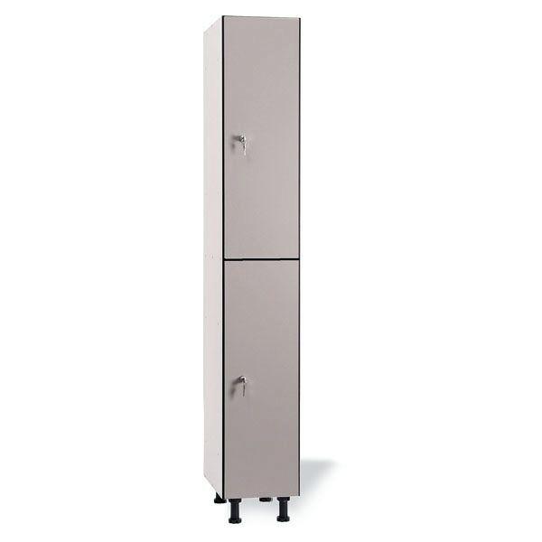 Taquilla simple fenólica con perfil de aluminio 30 cm ancho 2 puertas de altura