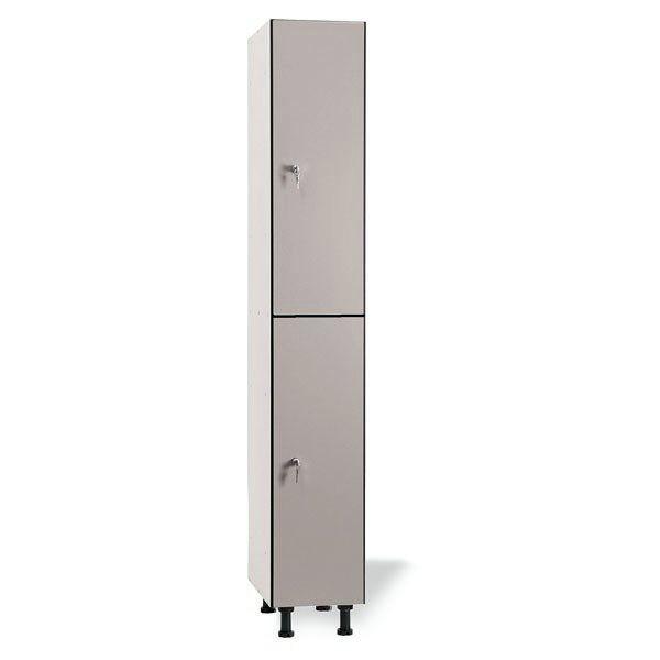 Taquilla doble fenólica con perfil de aluminio 30+30 cm ancho 2 puertas de altura