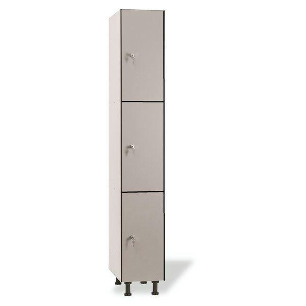 Taquilla simple fenólica con perfil de aluminio 30+30 cm ancho 3 puertas de altura
