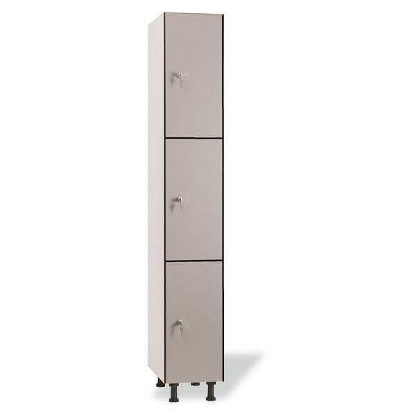 Taquilla doble fenólica con perfil de aluminio 30+30 cm ancho 3 puertas de altura