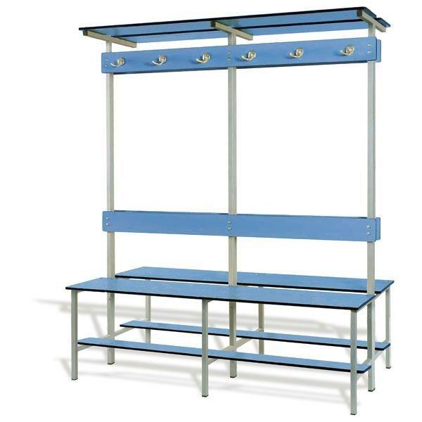 Banco de vestuario doble fenólico estructura de acero pintado 100x178x74 cm