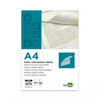 Papel din A-4 LIDERPAPEL verjurado crema 120gr. paq.100hojas