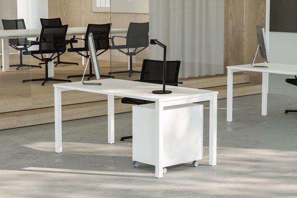 Mesa rectangular serie Nova estructura melamina color blanco encimera roble 120x80x74cm.