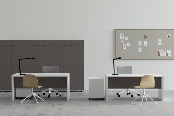 Mesa rectangular serie New Pano estructura melamina color blanco encimera 80x80x75cm.