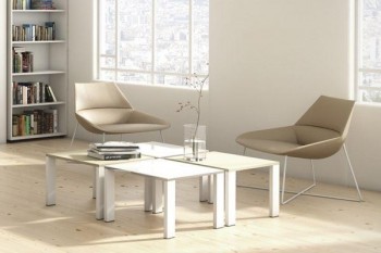 Mesa auxiliar serie Ipop estructura metálica blanca encimera 120x60x74cm.