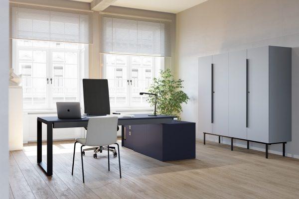 Mesa rectangular serie Oxygen estructura metálica blanca encimera 140x90x74cm.