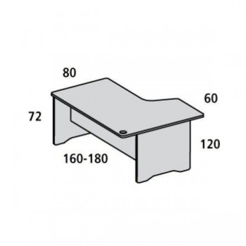Mesa en forma de L izquierda serie Work 160x120xFaibocm. Blanco-blanco