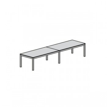 Mesa doble rectangular 320x80xFaibo-77 cm aluminio/blanco