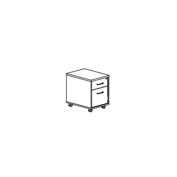 Buck móvil 1 cajón + 1 cajón archivo 40x58x59,5cm. Blanco/blanco
