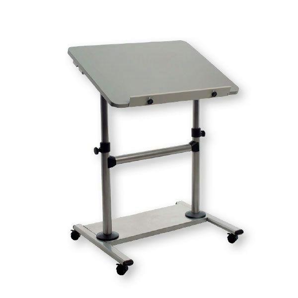 Mesa ergonómica móvil de estructura metálica regulable 80x60x73-110cm Gris