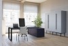 Mesa rectangular para armario ala Ofitres serie Oxygen estructura metálica blanca encimera negra 200