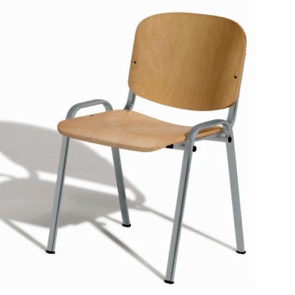 Silla confidente Class de madera sin brazos con estructura metálica epoxy color gris