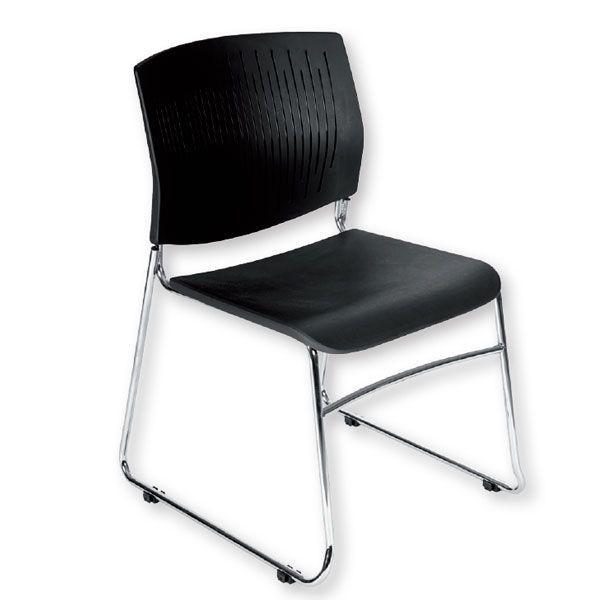 Silla confidente Tap de estructura tubular de acero cromado y carcasa de polímero color negro