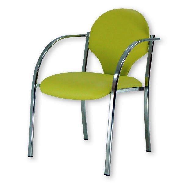 Silla confidente Corey-Inca con brazos en acero pintado epoxi gris plata tapizado 1