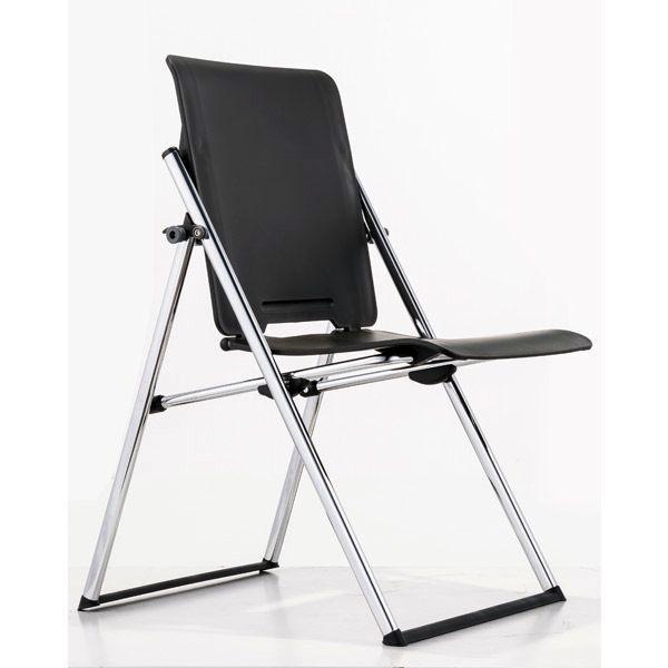 Silla confidente convertible en mesa Trova pvc sin brazos con estructura cromada tubular color negro