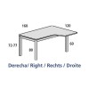 Kit mesa executive L derecha 160x120 aluminio/blanco