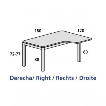 Kit mesa executive L derecha 180x120 aluminio/blanco