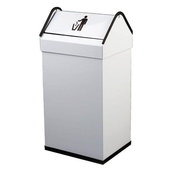 Papelera metálica Bunzl con tapa basculante 40l 26x32x68cm blanco