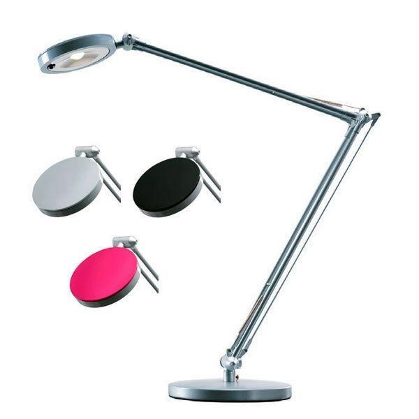 Lámpara led A.2000 Led4you plata con 3 cabezales intercambiables plata, negro y fúcsia