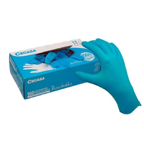 Guantes de nitrilo Cegasa multiusos texturizados talla S azul en cajas de 100uds