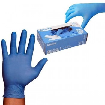 Guantes de nitrilo Cegasa multiusos texturizados talla M azul en cajas de 100uds