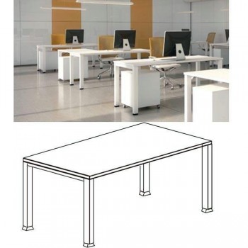 Mesa rectangular Nova estructura metálica color blanco encimera blanca 120x80x74cm.