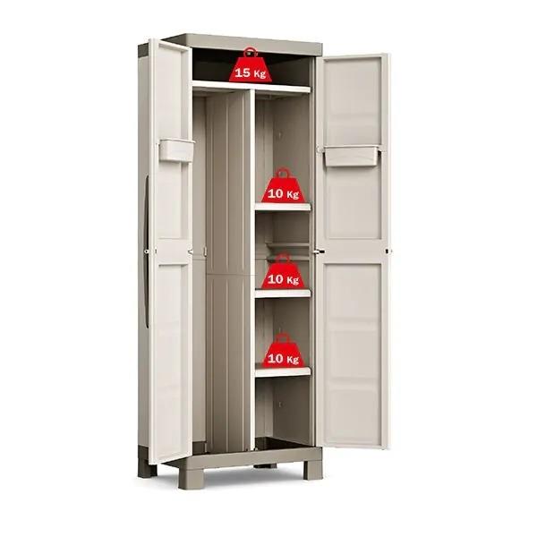 Armario escobero Keter PP 65x45x182cm arena-gris